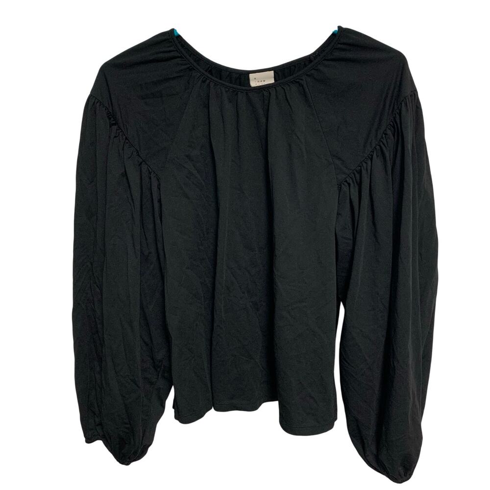A New Day Women’s Black Polyester Long Bubble Sleeve Blouse Size Medium